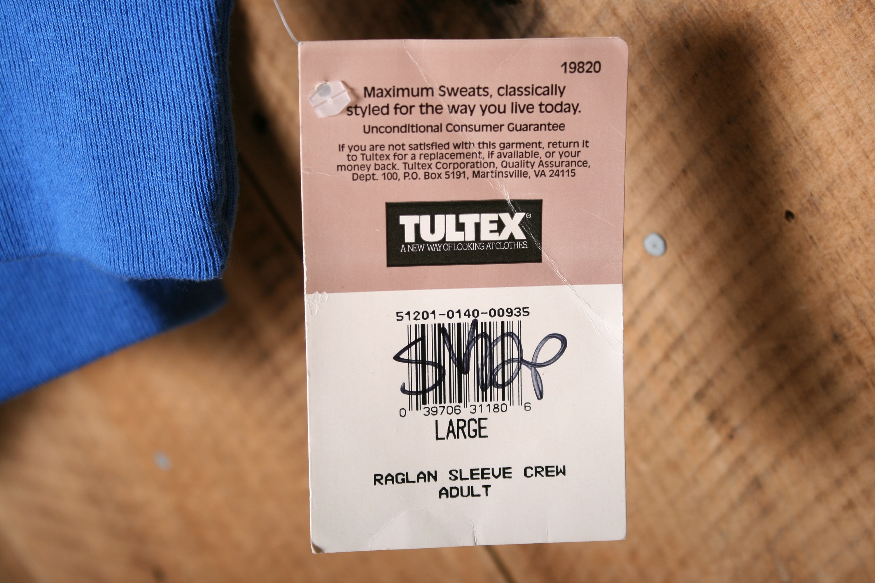 Sz. L | Vintage 90's TULTEX Maximum Sweats Blue Raglan 50/50 Blend Sz. L | Vintage 90's TULTEX Maximum Sweats Blue Raglan 50/50 Blend