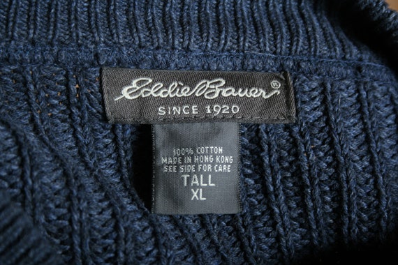 Sz. XL Tall | Vintage EDDIE BAUER Blue Cotton Henley Sweater - Etsy