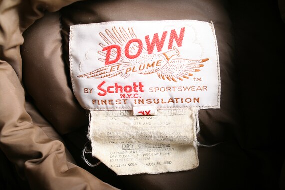 Men's Sz. XL | Vintage SCHOTT Brown Down Insulate… - image 6