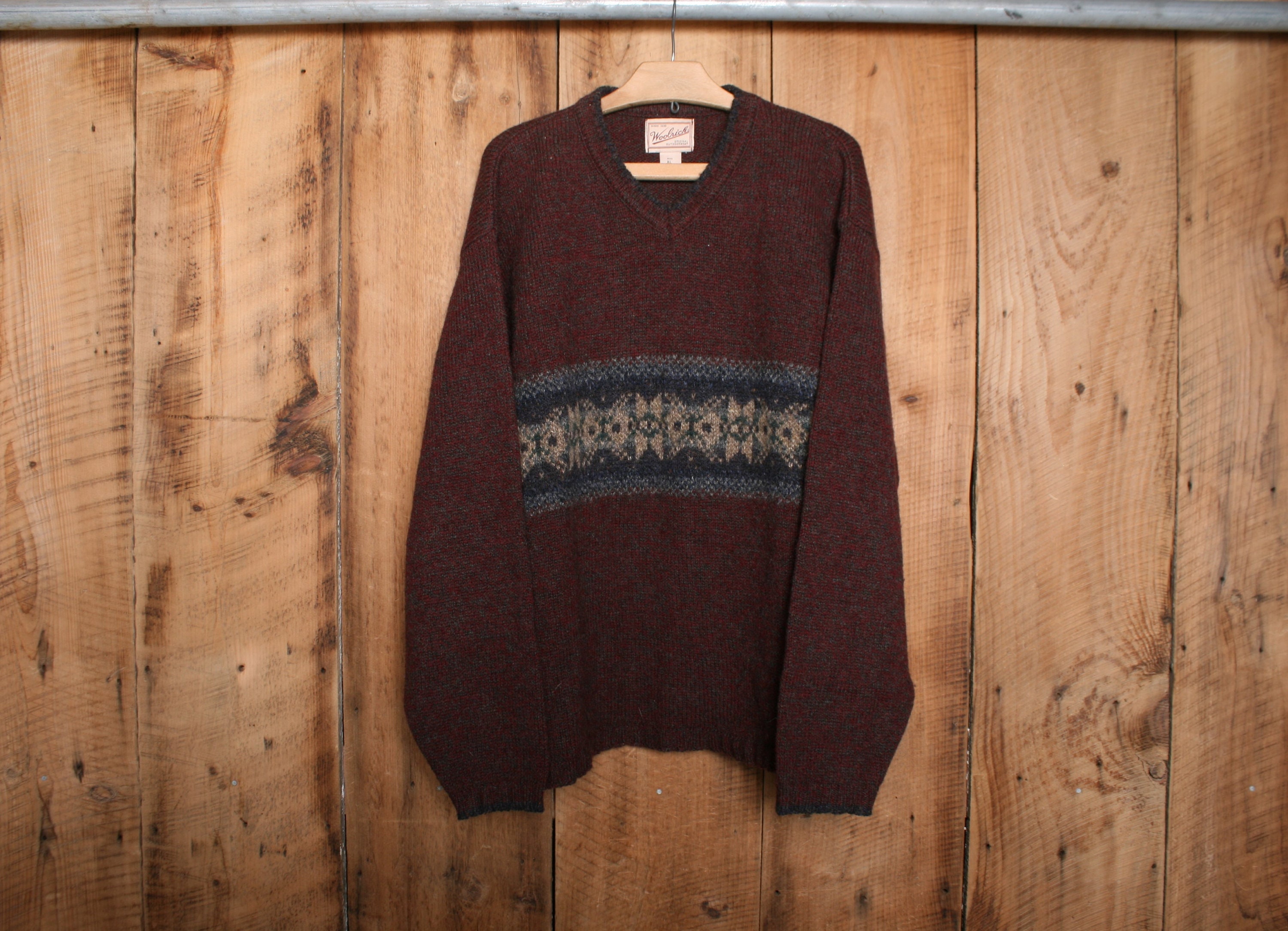 Sz. XL | Vintage WOOLRICH Cranberry Red Wool Blend Crewneck Sweater - Made in USA