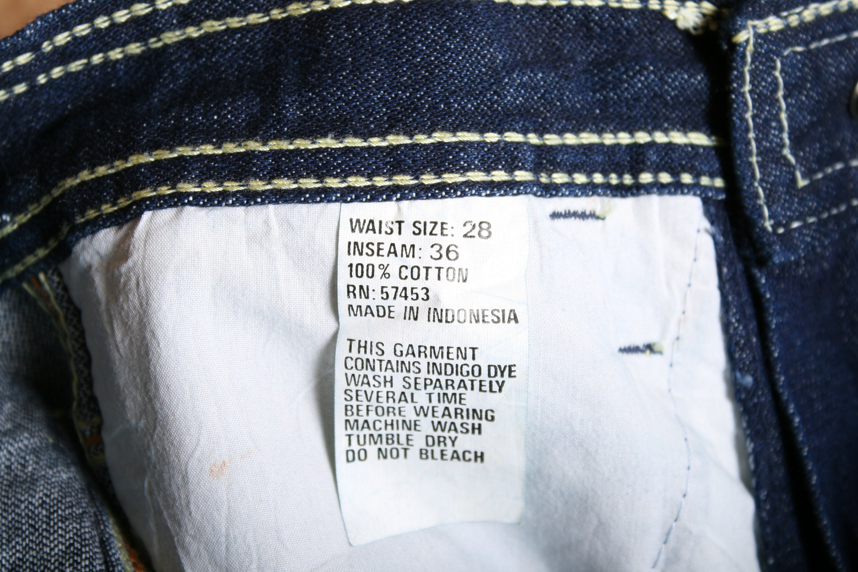 Sz. 28x36 | Vintage DEL RIO Indigo Blue 100% Cotton Denim