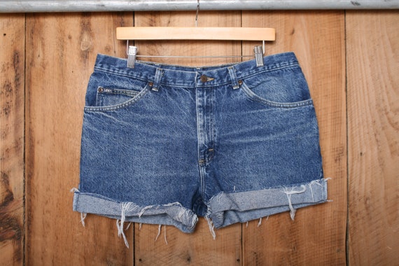 Sz. 37 | Vintage LEE Blue Denim Cut-Off Jean Shor… - image 1