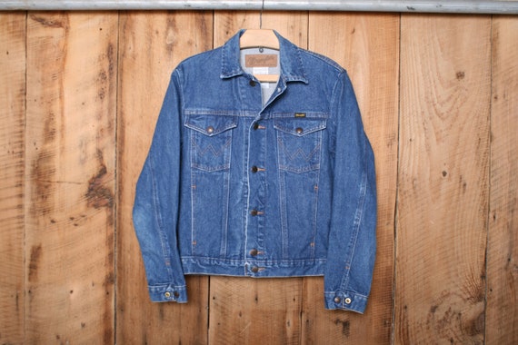 Sz. S Vintage WRANGLER Blue Denim Western Jean Jacket Model CH P