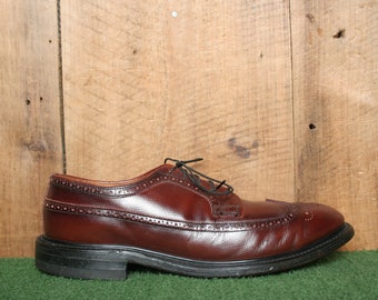 Sz. 9 D | Vintage THOM McAN Bootmaster Classics Brown Leather Safety Toe Wingtip Dress Shoes