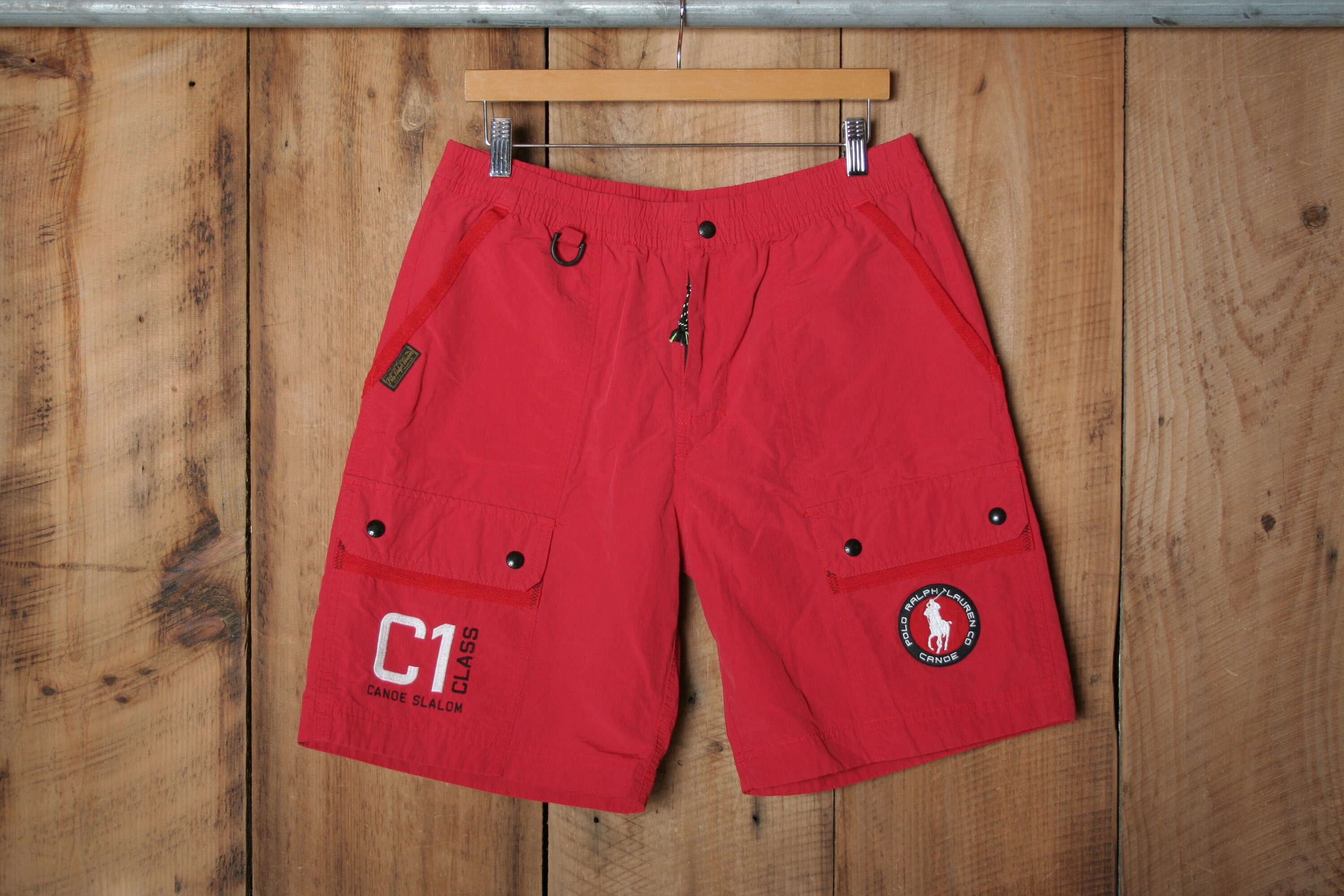 Sz. L | Vintage POLO RALPH LAUREN Canoe Slalom Class C1 Red Nylon 