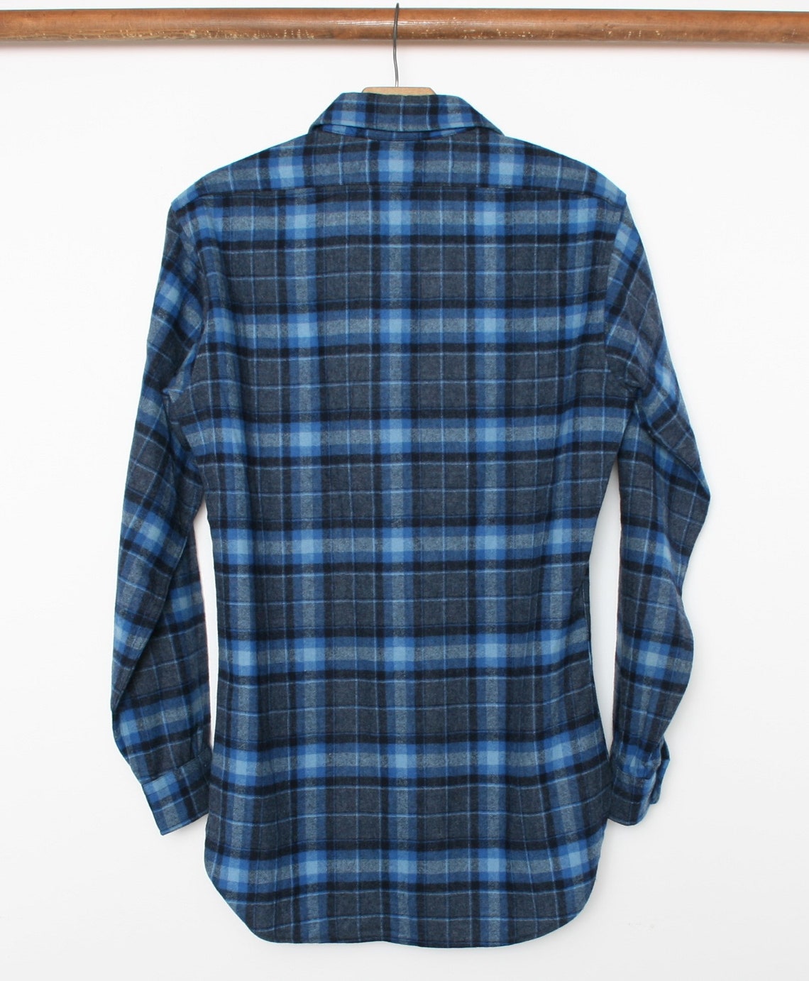 Men's S Vintage PENDLETON Blue Plaid Wool Shirt W/single - Etsy