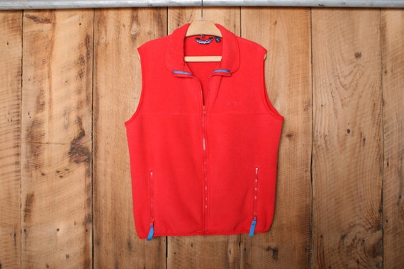 Men's Sz. M Vintage 80's PATAGONIA Red Fleece Vest W/zippered Hand