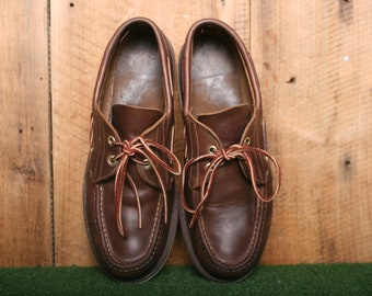 Men's Sz. 9.5 3E | Vintage RUSSELL MOCCASIN Brown Leather 2 Men's Sz. 9.5 3E | Vintage RUSSELL MOCCASIN Brown Leather 2