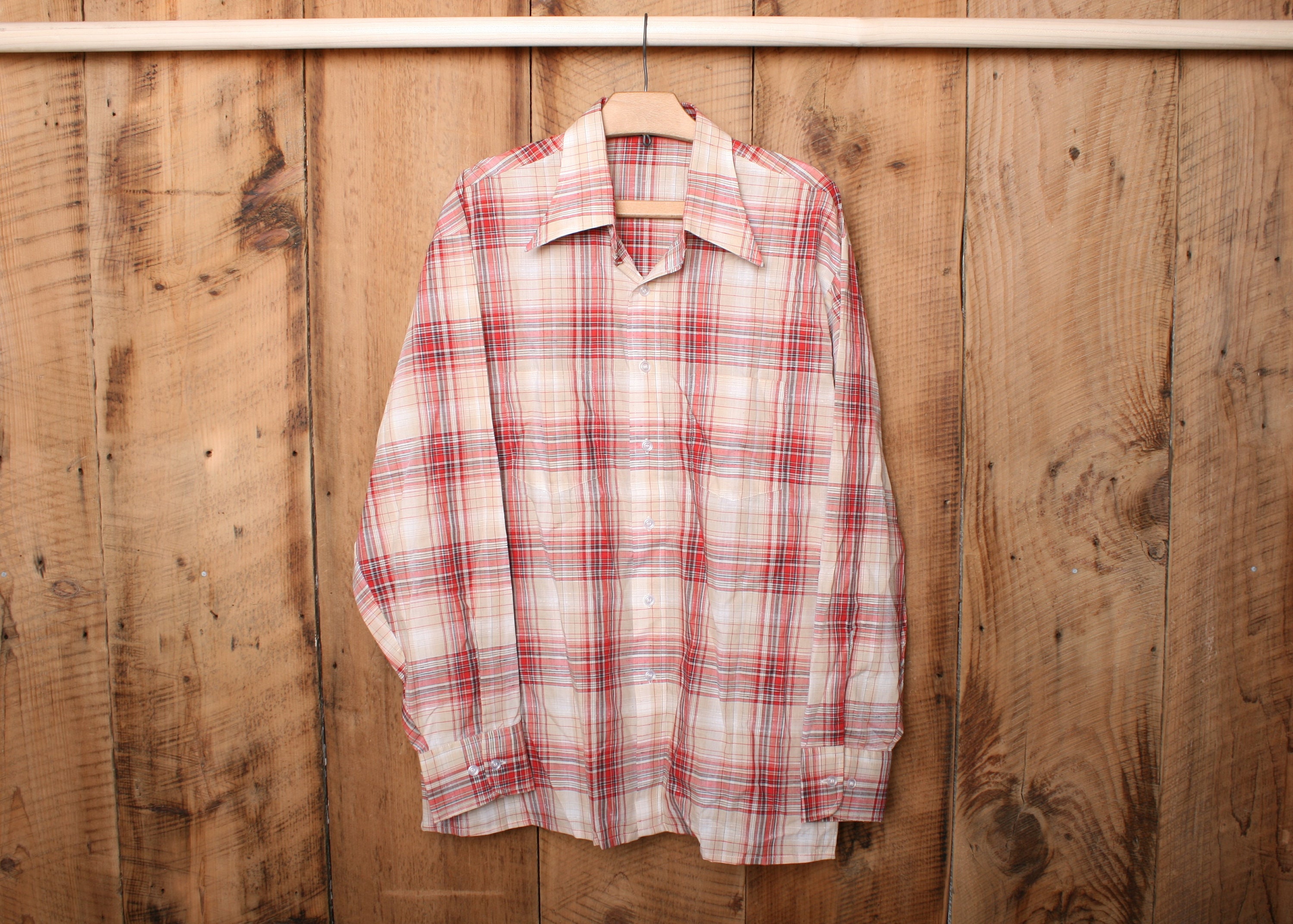 Chemise Orvis Vintage Homme Madras Rouge - Taille L - Coton à Carreaux - Preppy