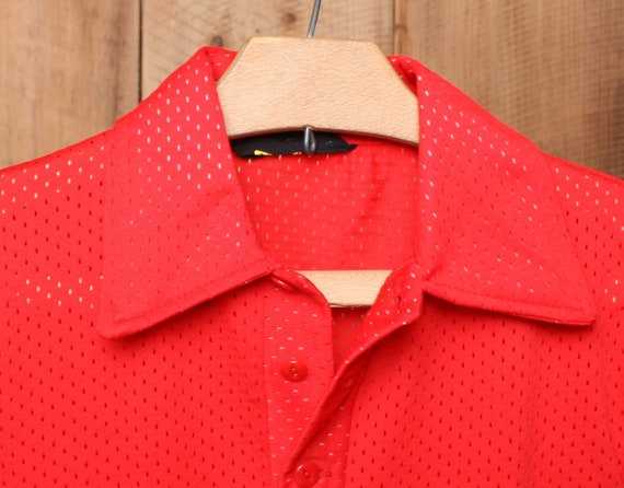 Men's XS | Vintage SPANJIAN Red Mesh Short Sleeve… - image 3