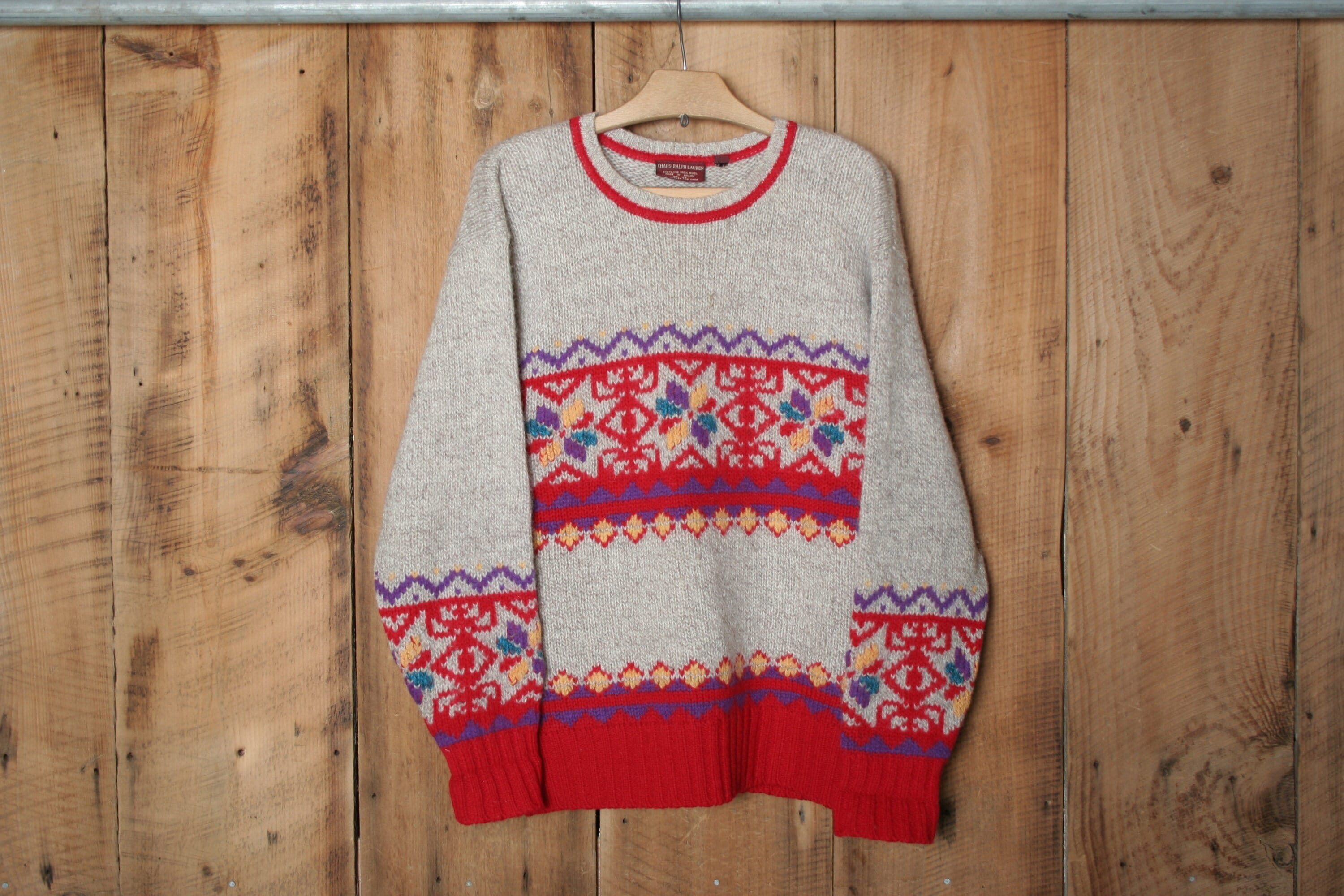 Sz. M | Vintage CHAPS RALPH LAUREN Fair Isle Shetland Wool Sweater 