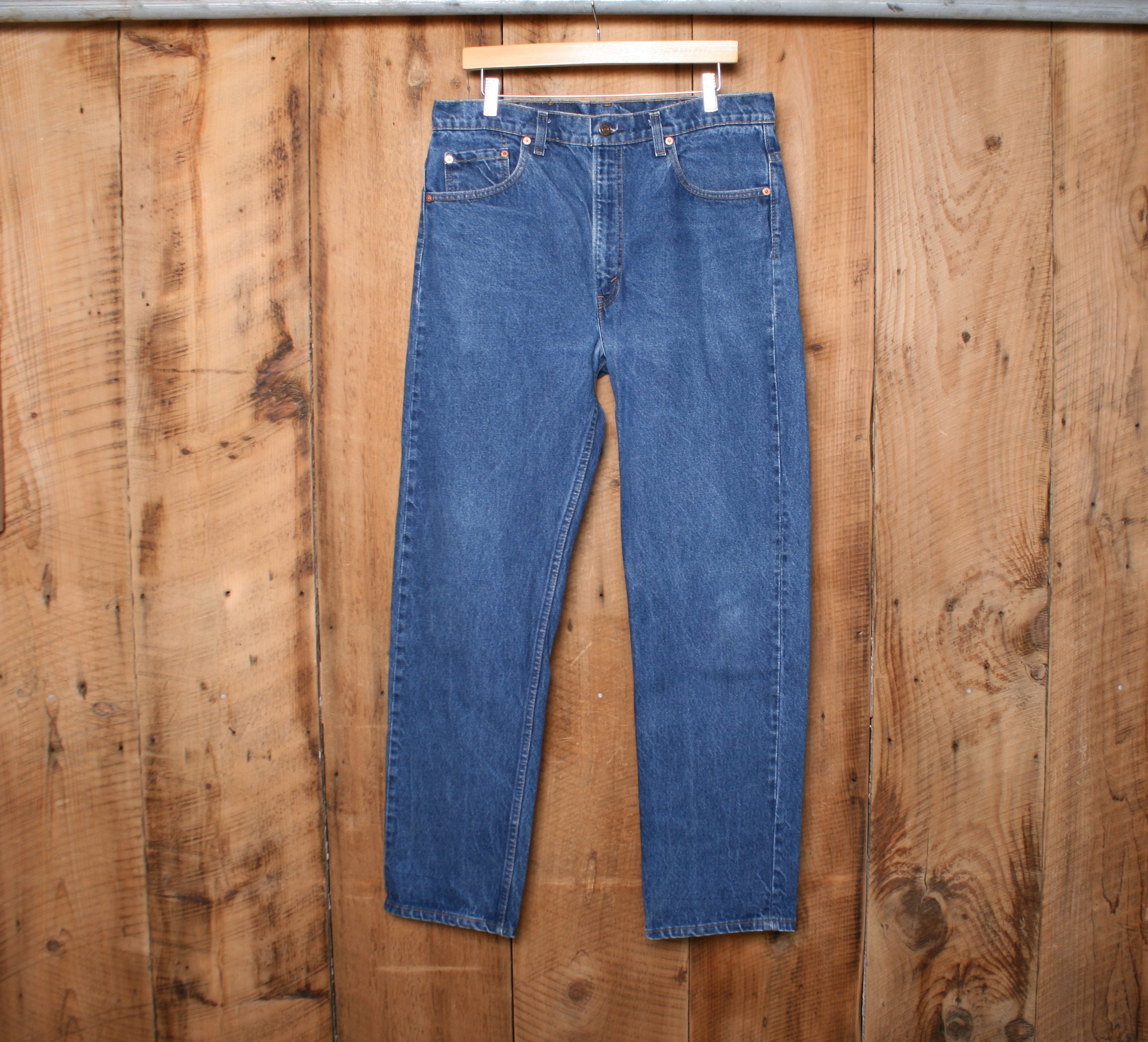 Sz. 35x32 Vintage LEVI S 505 Blue Denim Regular Fit Straight Leg