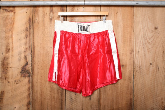 Sz. XL | Vintage EVERLAST Red & White Satin Boxing