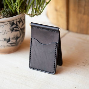Bar clip Wallet, portefeuille moneyclip, portefeuille minimal, portefeuille en cuir pleine fleur, portefeuille de poche avant, porte-monnaie à pince à ressort image 9