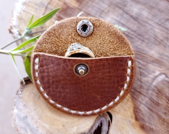 Leather ring pouch, wedding ring, engagement ring, ring storage pouch, leather pouch, pop the question, full grain leather