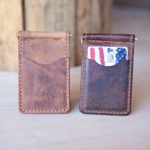 Bar clip Wallet, portefeuille moneyclip, portefeuille minimal, portefeuille en cuir pleine fleur, portefeuille de poche avant, porte-monnaie à pince à ressort image 5