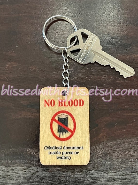 No Blood Keychain, Medical Directive Accessory, Emergency Info Key Holder, Medical Allergy Information, Jehovah Witness Key Ring, Medical ID Il_570xn