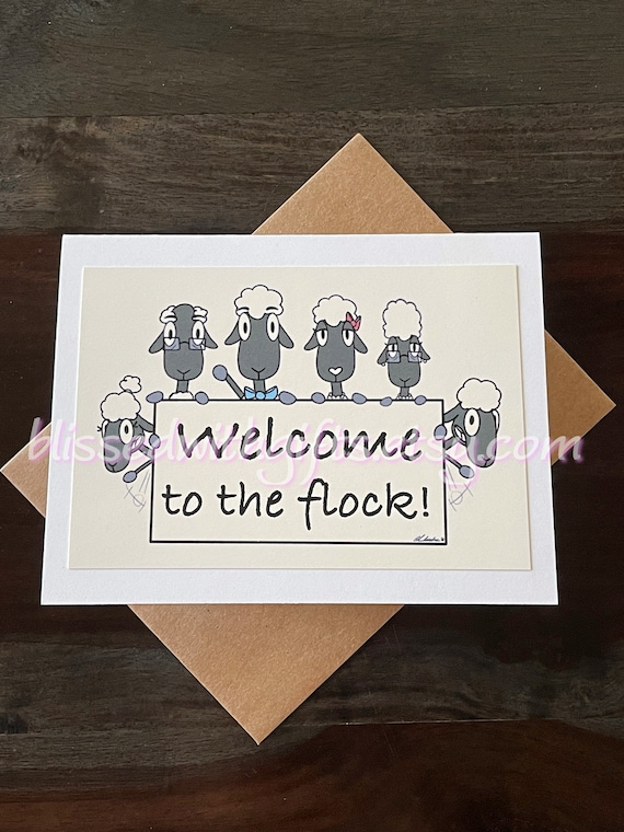 Welcome Greeting Card, Hello, New Home, Neighbor, Baptism, Ministry Idea, SKE, Pioneer, Publisher, JW, CO, Bethel, Job, Tie, Bowtie, Sheep Il_570xn