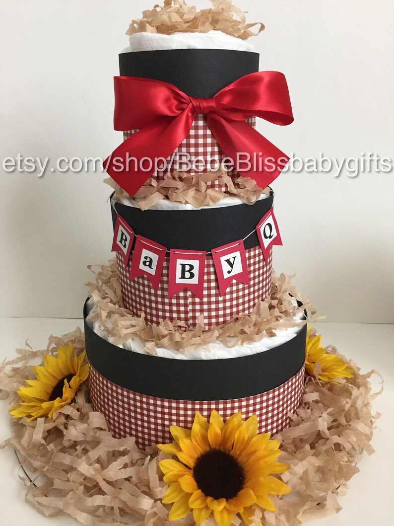 Pampered With A Baby Q Diaper Cake Gender Reveal Etsy Pampered With A Baby Q Diaper Cake Gender Reveal Etsy