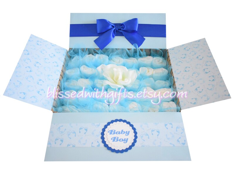Diaper Bouquet Box Baby Shower Gift Flower Care Package Etsy