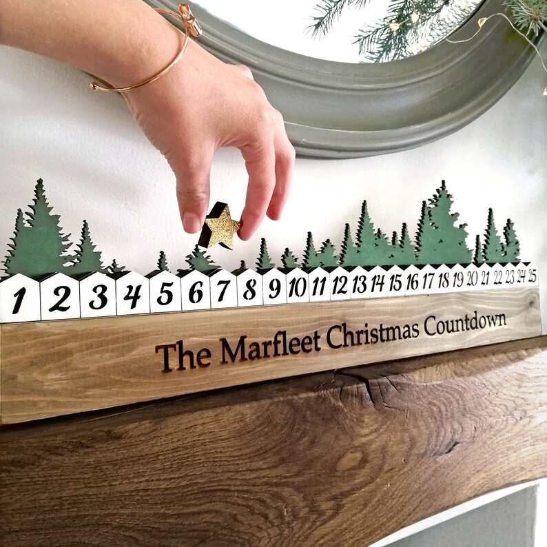 Advent Countdown to Christmas Wooden Advent Calendar - Etsy UK