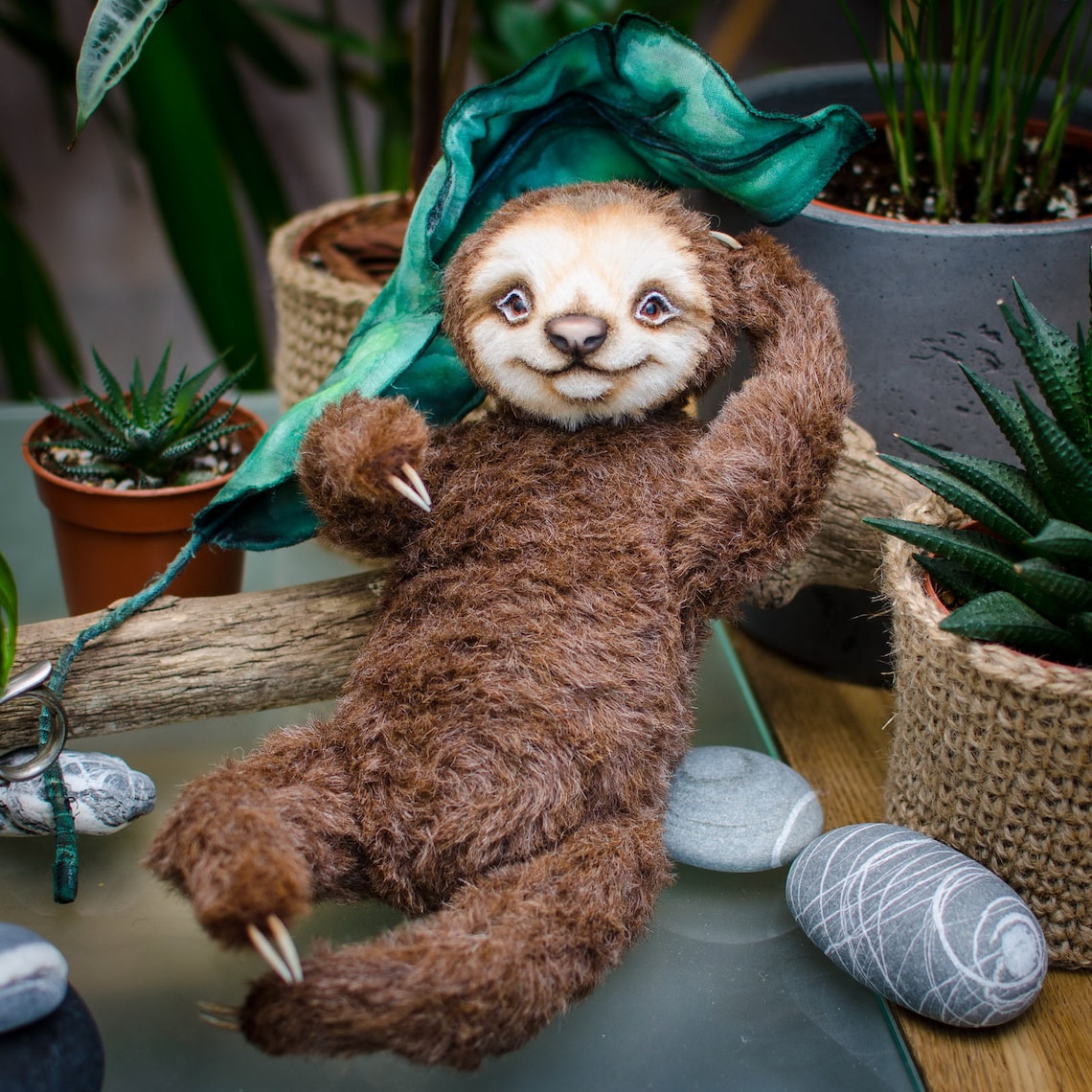 Artist Plush SLOTH Stuffed Sloth Toy OOAK Artist Teddy | Etsy