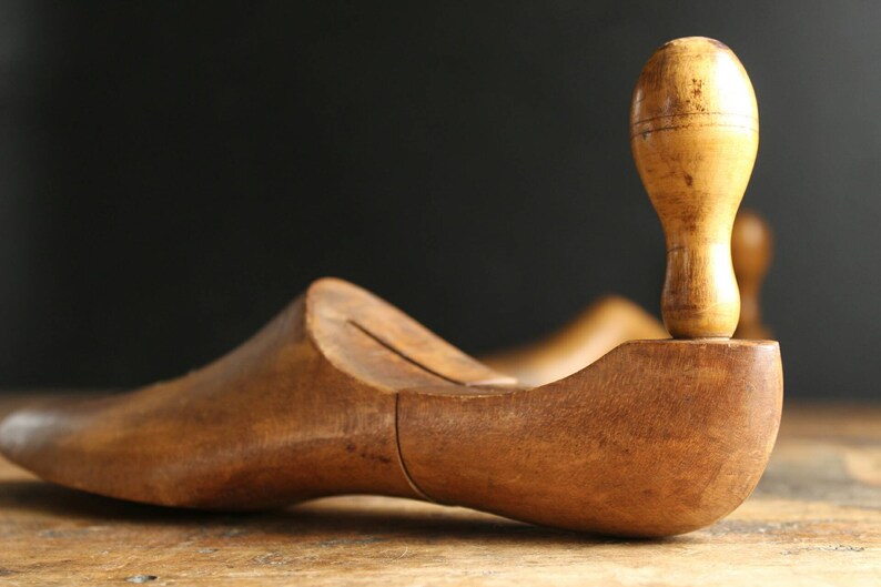 Wood Shoe Form Rustic Farmhouse Pair Antique Shoe Trees