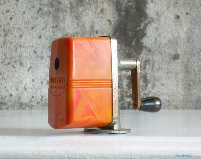 Vintage Boston Bulldog Pencil Sharpener Orange Bakelite Etsy