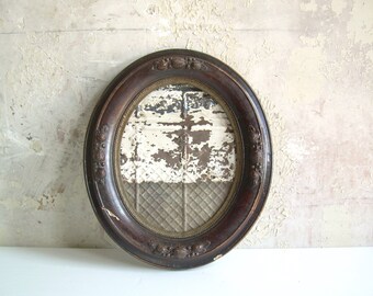 Handmade Magnet Board Oval Antique Frame with Old Tin Ceiling Tile Memo Inspiration Board
