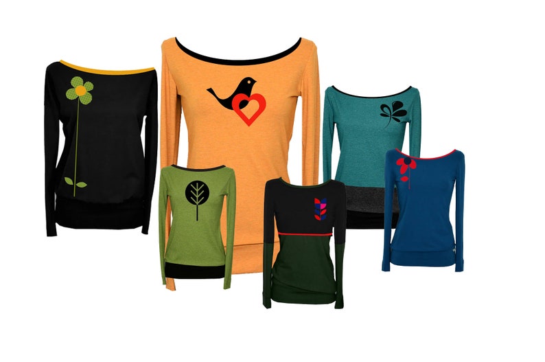 blue red shirt sweater sweater t-shirt longsleeve dress women red blue hoodie hoody points IZA FABIAN collection preview