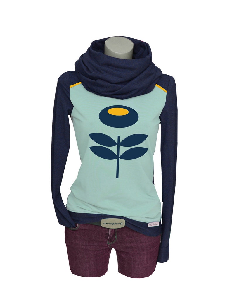 Iza Fabian-Set long sleeve loop-RETRO2-Blue flower longsleeve yellow women blue flower Flower Retro