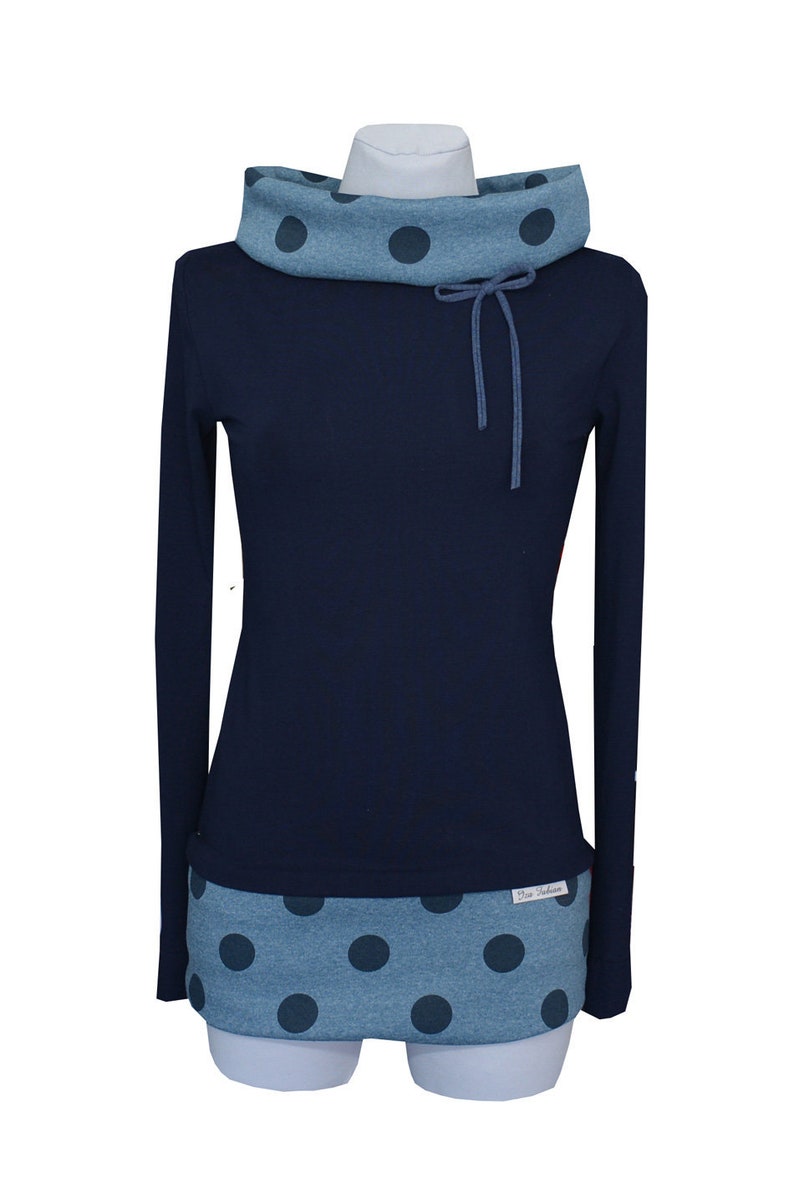 Iza Fabian Sweat hoodie gray jeans 2 melange sweater sweater dots points navy ladies women