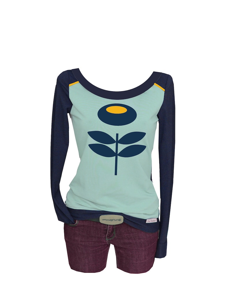 Iza Fabian-Set long sleeve loop-RETRO2-Blue flower longsleeve yellow women blue flower Flower Retro