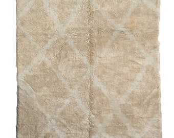 MOROCCAN BENI RUG Beni Ourain 4 x 6, 5 x 7, 6 x 9, 8 x 10, 9 x 12, 12 x 15 Custom Contemporary Modern White 1" Shag Pile Carpet