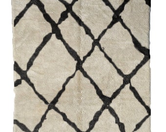 MOROCCAN BENI RUG Beni Ourain 4 x 6, 5 x 7, 6 x 9, 8 x 10, 9 x 12, 12 x 15 Custom Contemporary Modern White 1" Shag Pile Carpet