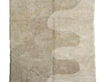 MOROCCAN BENI RUG Beni Ourain 4 x 6, 5 x 7, 6 x 9, 8 x 10, 9 x 12, 12 x 15 Custom Contemporary Modern White 1" Shag Pile Carpet