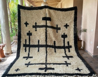 BENI OURAIN 12'x8'9"Moroccan Rug. Wool Beni Ourain Carpet. Modern Design.