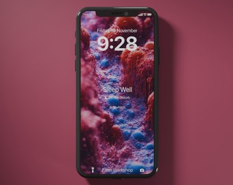 Close-up van een blauwe en rode substantie, iPhone 15 Pro Max, iPhone 14, wallpaper, iphone, Android, telefoon wallpaper, voor alle telefoons