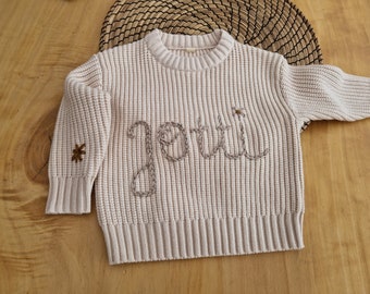 Handgefertigt knitted pulli mit name