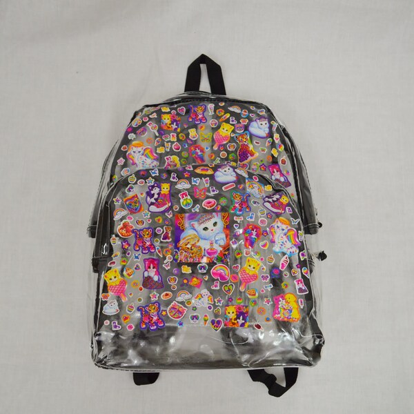 Lisa Frank Backpack Clear Bag Cat Kitten Rainbow Seapunk Cyber Kawaii Grunge Accessories Glitter Shimmer Lisa Frank Stickers 90s Full Size
