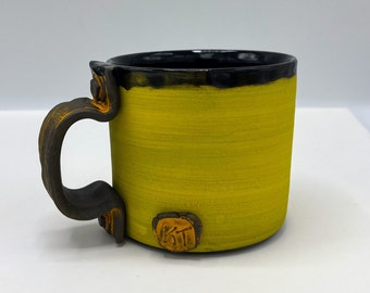 12 oz Yellow Bolted Ceramic Coffee Mug