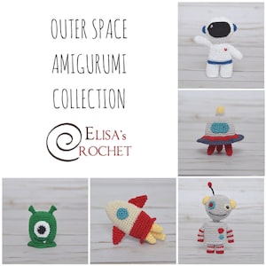 CROCHET PATTERN Outer Space Amigurumi Collection / Astronaut-Robot-Alien-Ufo-Rocket / Handmade pdf only image 2