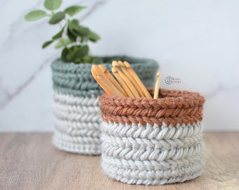 CROCHET PATTERN - Herringbone BASKETS / Home Decor / Pot Cover / Baby Nursery / Easy Instructions / Handmade - pdf only