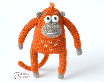 GEHAAKTE PATROON - CLYDE de aap Amigurumi pop / gevulde pop / chimpansee / orang-oetan / eenvoudige instructies / handgemaakte knuffel - alleen pdf