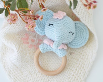 CROCHET PATTERN -  ELEPHANT Teething Ring / Baby Nursery Decor / Amigurumi / Easy Instructions / Handmade - pdf only