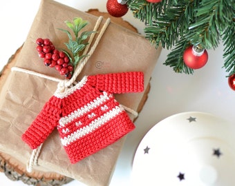 CROCHET PATTERN -  Mini Sweater ORNAMENTS / Holiday / Christmas / Decoration / Home / Easy Instructions / Handmade - pdf only