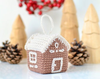 CROCHET PATTERN -  Gingerbread House ORNAMENT / Holiday / Christmas / Decoration / Home / Easy Instructions / Handmade - pdf only