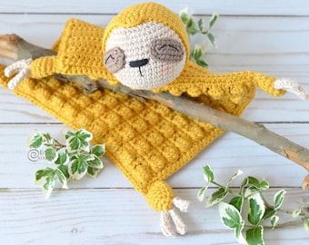 CROCHET PATTERN - SLOTH Safety Blanket / Amigurumi / Stuffed Doll / Easy Instructions / Animals / Handmade - pdf only