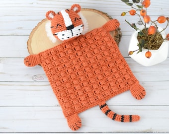 CROCHET PATTERN - TIGER Security Blanket / Amigurumi / Stuffed Toy / Easy Instructions / Handmade/ Nursery / Baby - pdf only