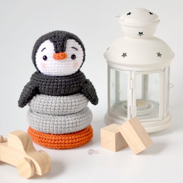 CROCHET PATTERN - PENGUIN Stacking Toy / Amigurumi / Stuffed Toy / Easy Instructions / Handmade / Christmas - pdf only
